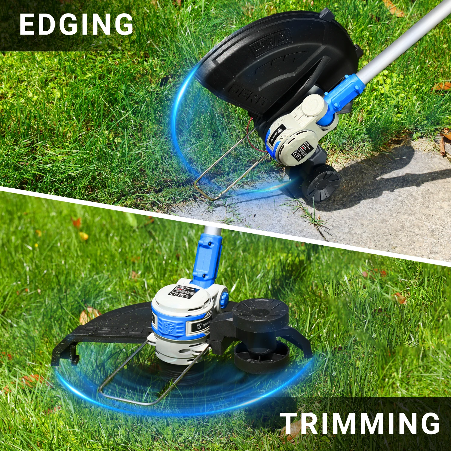 2 in 1 Battery Powered Brushcutter 20V 30 cm With 2 Batteries For Lawns Gardens Meadows DEKOPRO