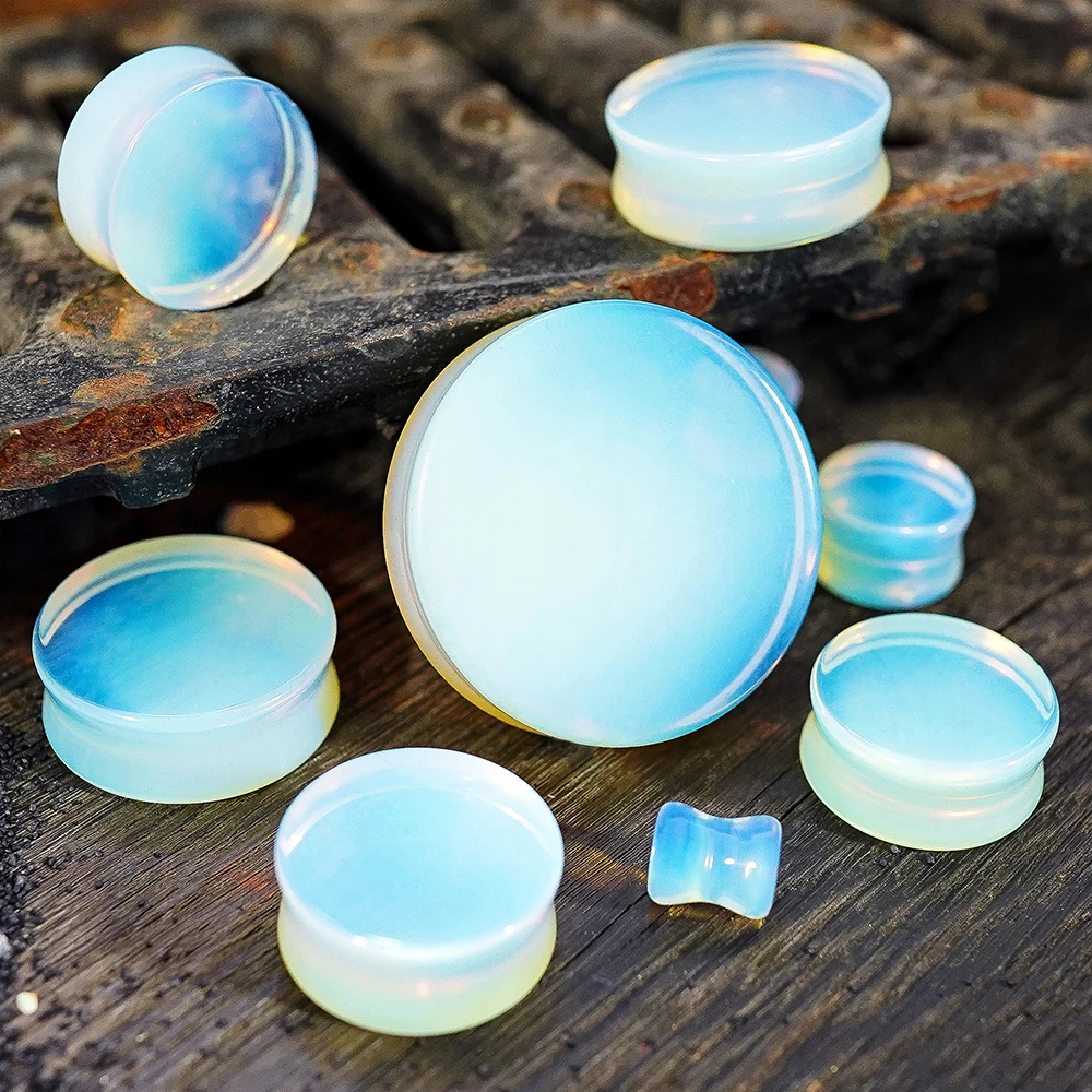 Ear Piercing Jewelry Stone Flesh Ear Plugs Tunnels Double Flare Earrings Gauges Women Men Helix Lobe Labret Stretcher 2pcs