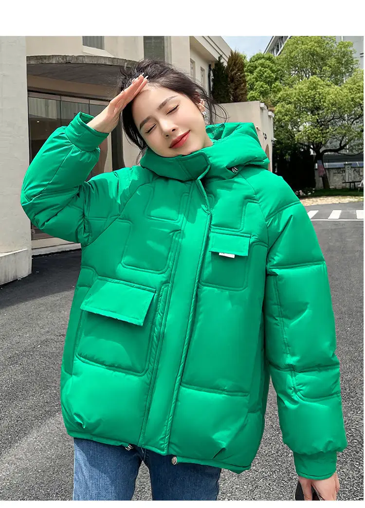 Parkas com capuz, outwear solto, jaqueta quente, novo, inverno, 2023