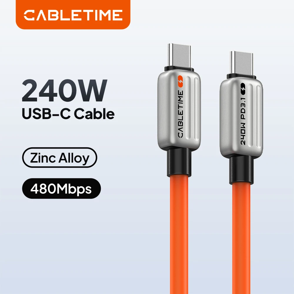 CABLETIME PD3.1 USB C a USB C PD240W, Cable de Carga USB C, Cable PD 48V5A, Cable de Carga Rápida Tipo C para MacBook, Samsung, Xiaomi