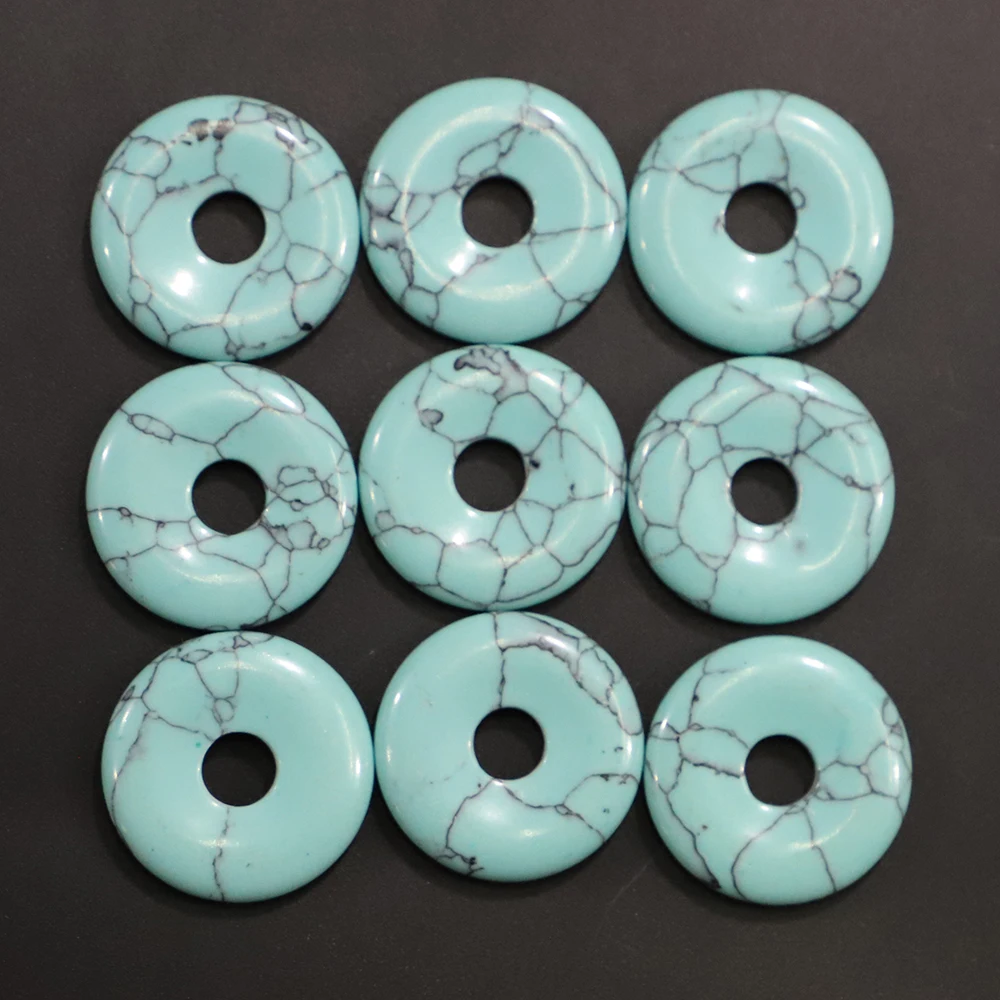 25MM Natural Stone Necklace Agate Pendants Charms Safety Buckle Amulet Sodalite Lapis Lazuli Jade Jewelry Accessories Wholesale