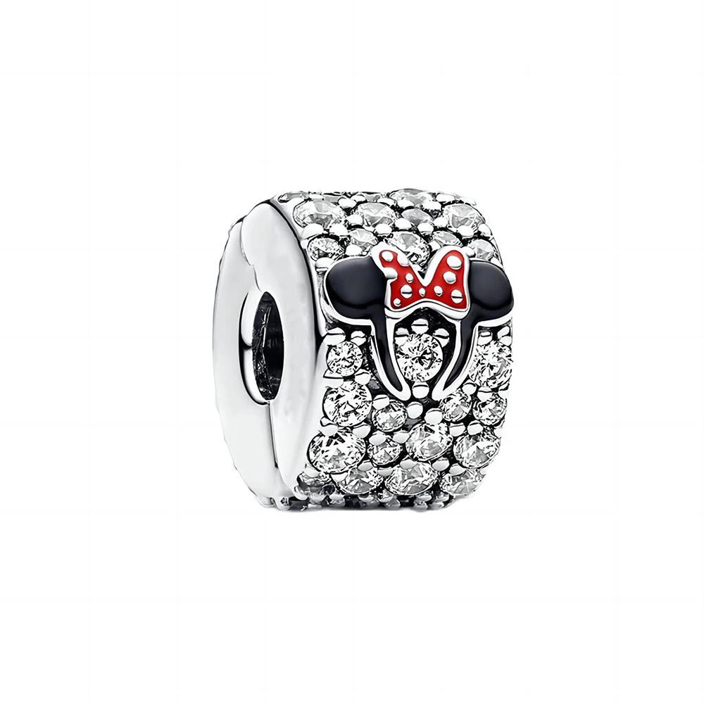 Disney Sparkling Mickey Minnie Headband Clip Charm Fit Original Pandora Charms Bracciale E Gioielli Con Ciondolo Bangle