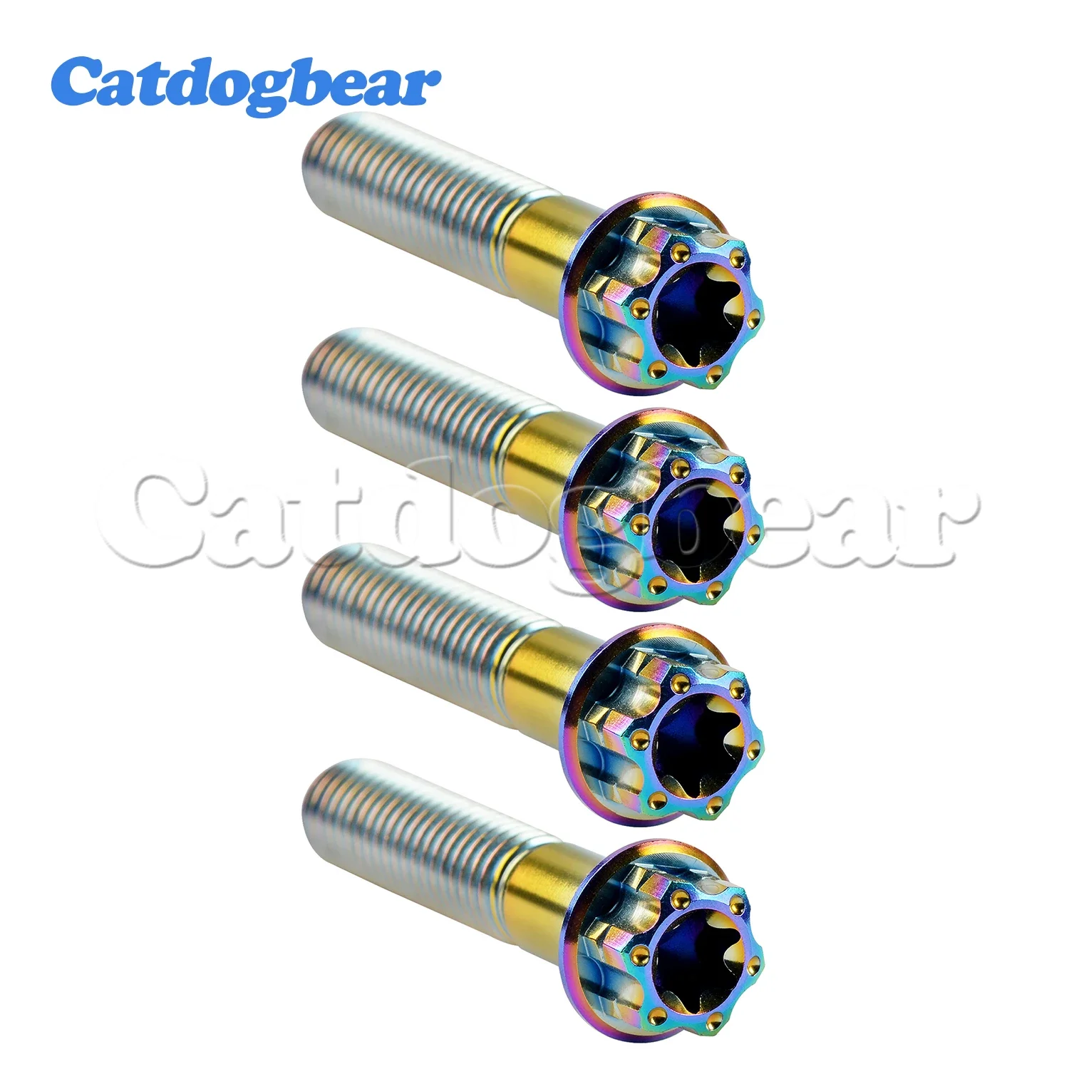 Catdogbear 4PCS Titanium Torx Flange Bolts – M8 X 50mm (20-55mm Options) For Motorbike Disc Brake, Gold/Black/Rainbow Colors
