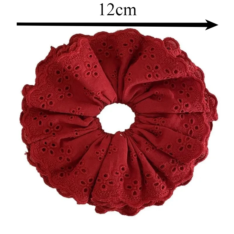 Scrunchies in pizzo oversize per le donne Fasce elastiche per capelli Supporti per coda di cavallo Cravatta per capelli solidi Elastici per capelli Accessori per capelli da donna - immagine 6