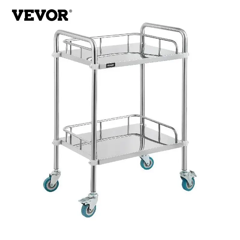Vevor Medical Dental Lab Cart With 2 3 Shelves Stainless Steel Wheels