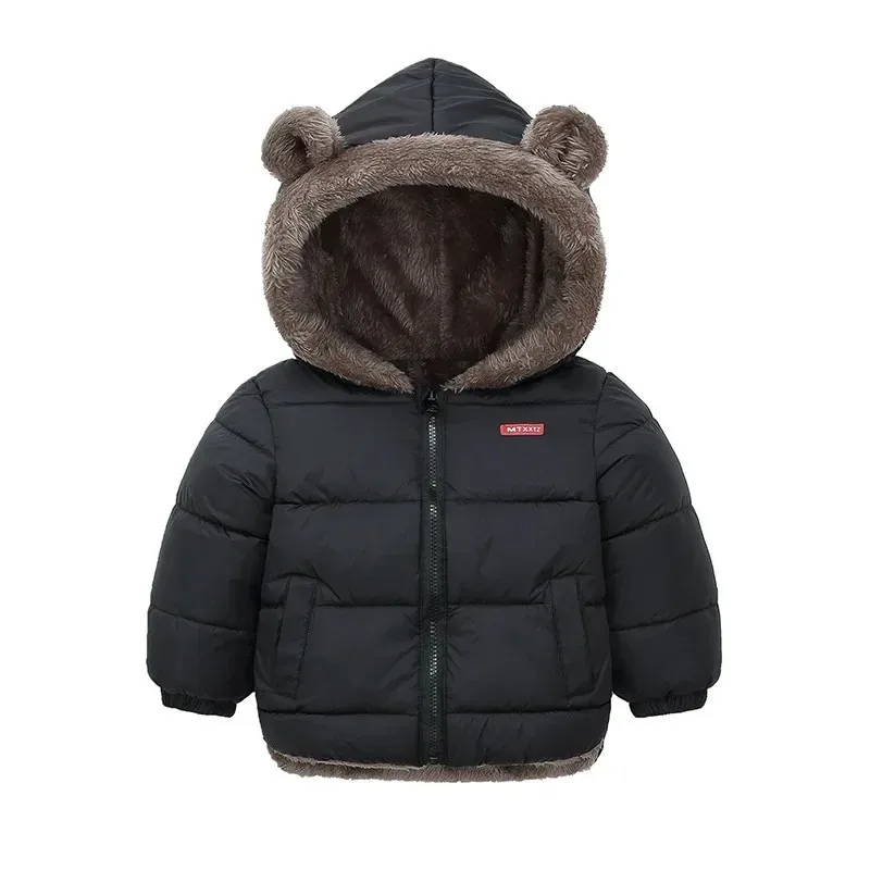 2-7Y Kids Double - Sided Wear Puffer Jacket Bear Ear Hooded Children Warm Winter Coat