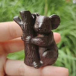 Charming Rounded Koala Sculpture - Handcrafted Solid Wood with 3D Texture, Perfect Decorative Accent (1 Piece)