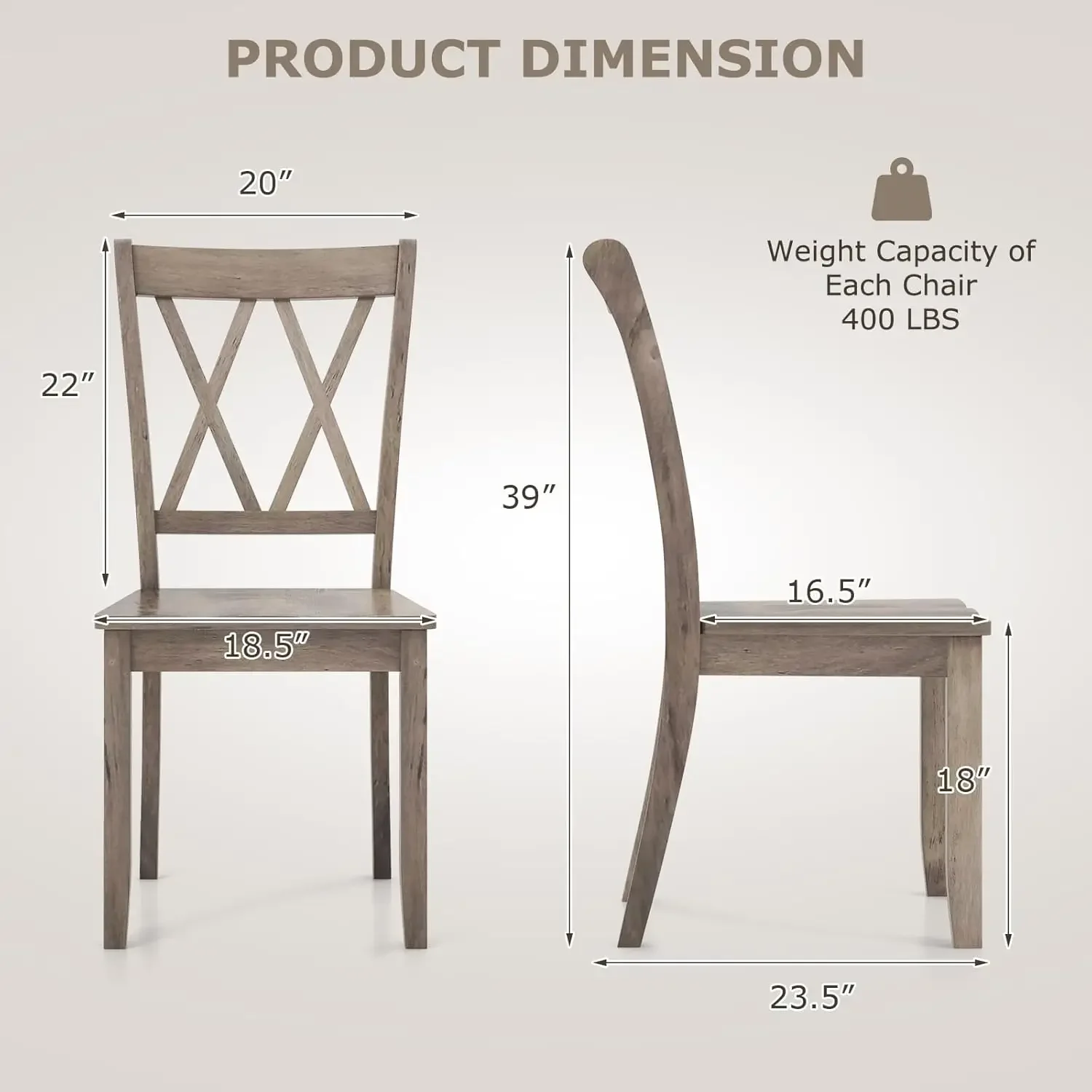 Set of 4 Dining Chairs, Rubber Wood Dining Room Side Chair w/Ergonomic Seat, Armless Chair for Home Kitchen, Dining Room, Brown 3