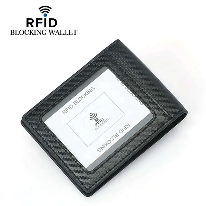 Men's small wallet RFID simple short zipper luxury coin purse with multiple card slots card holder money clip business