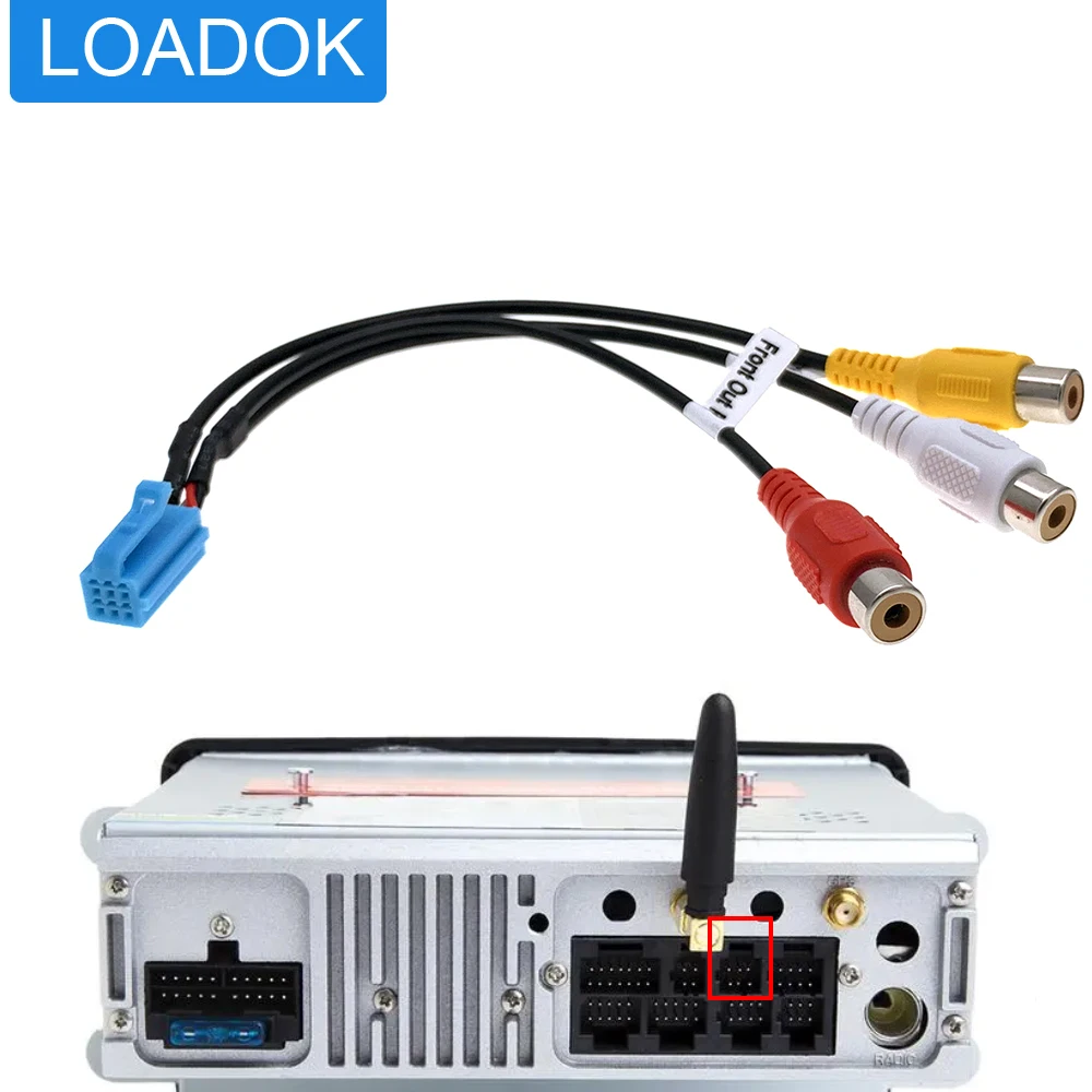 Car 6 Pin Radio RCA Camera Output Wire Harness Aux Audio Input Cable