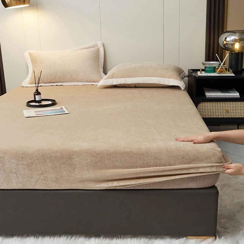 Velvet Plush Fitted Bed Sheet Warm Bed Sheets Winters Velvet Plush