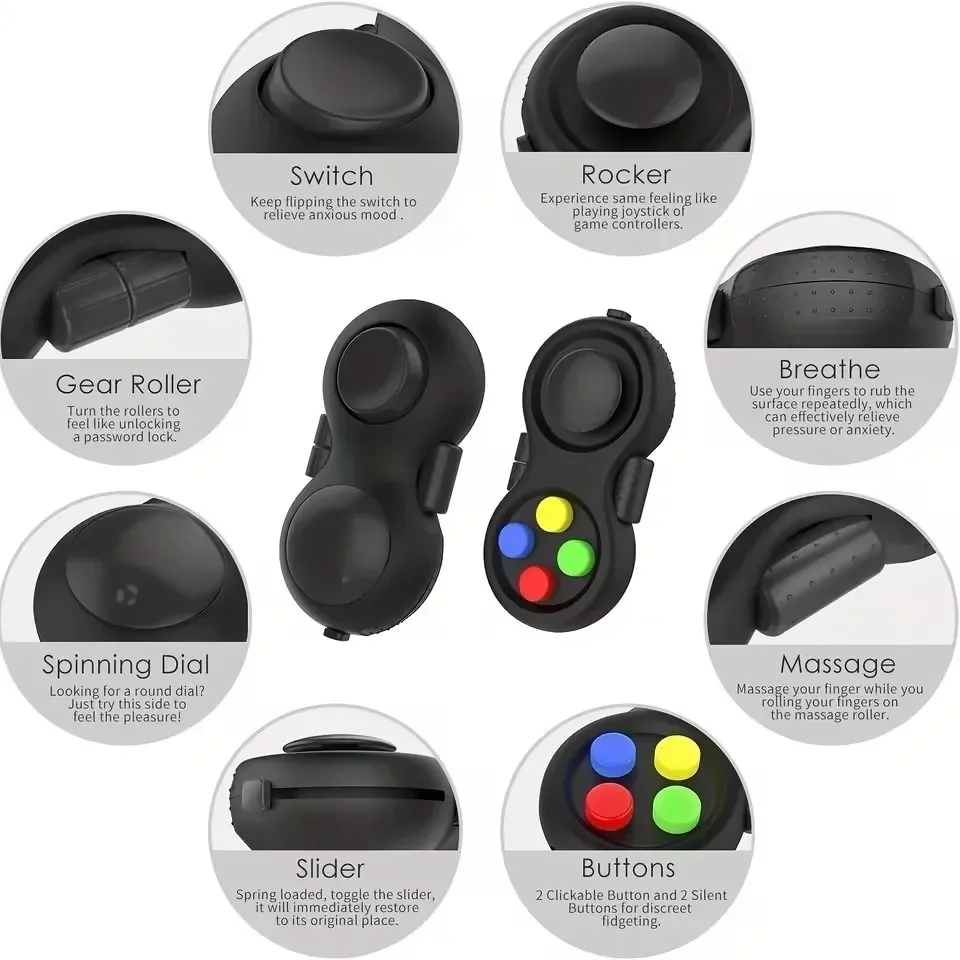 8 Fidget Functions Controller Pad Game Focus Fidget Toy with Premium Quality Pad Cube Relieves Stress and Anxiety Toy