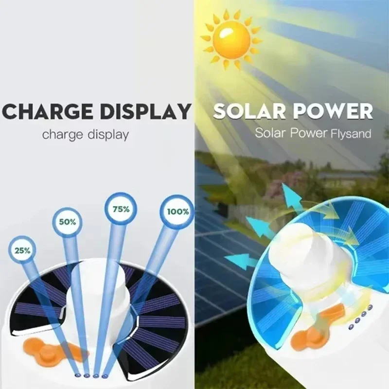 Solar Powered LED Camping Light Bulb with USB Rechargeable 200W High-power 5-speed Light Outdoor Hook Tent Energy-saving camping light portable lanterns camping lamp camping lantern