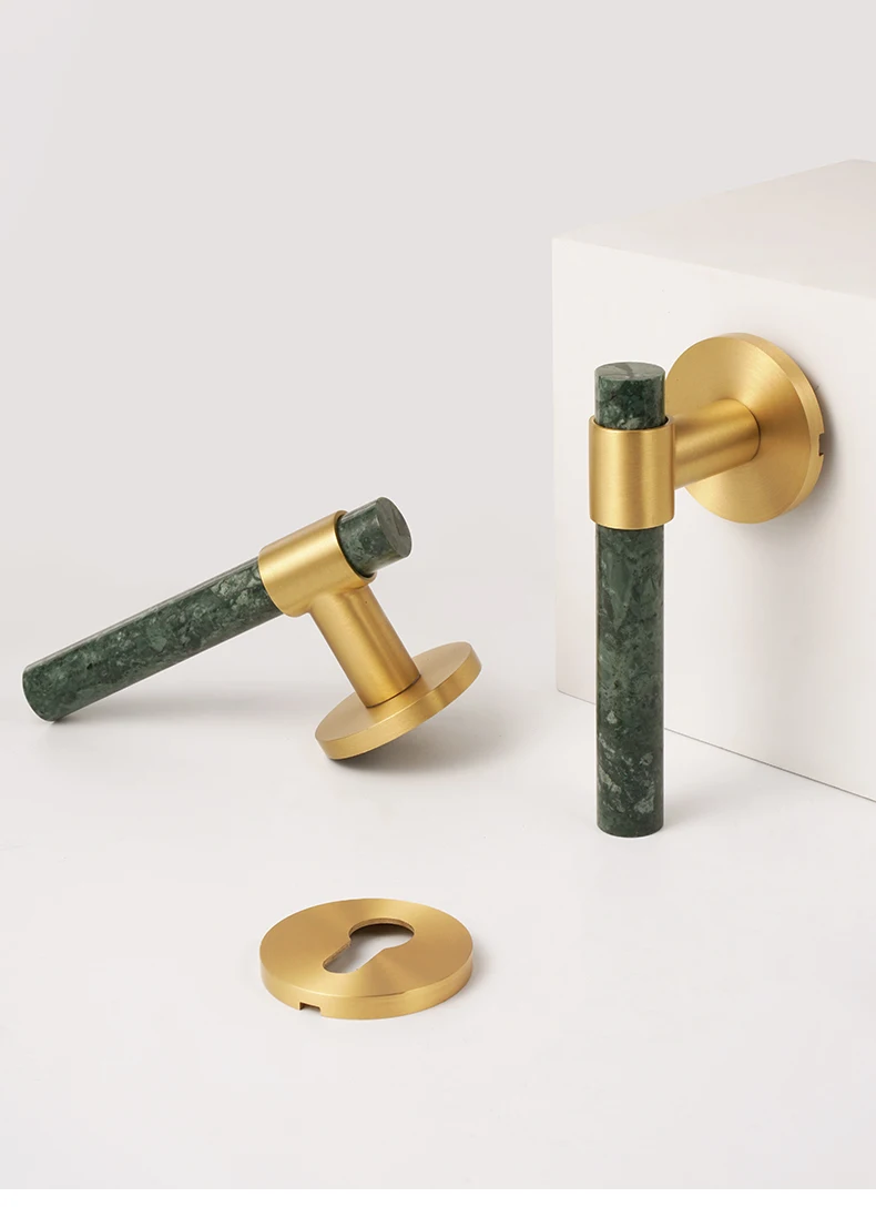 Dooroom Messing-Türschloss-Set, Marmor, leicht, luxuriös, nordischer Stil, Türgriff, Interir-Hardware, Schlafzimmer, Wohnzimmer, Badezimmer – Detail 10
