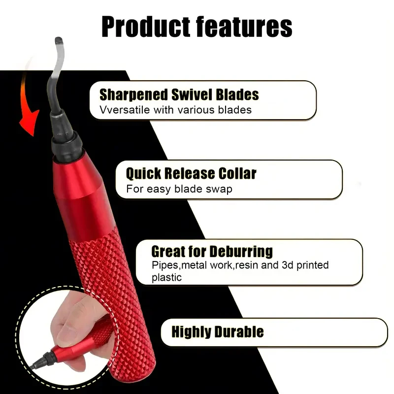 Deburring Tool 1 Extra High Speed Steel Swivel Blades 360 Degree Rotary Head Deburring Tool for Metal Aluminum Copper deburring tool