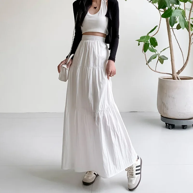 New White Long Skirts for Women Summer Y2k Clothes Korean Fashion High ...