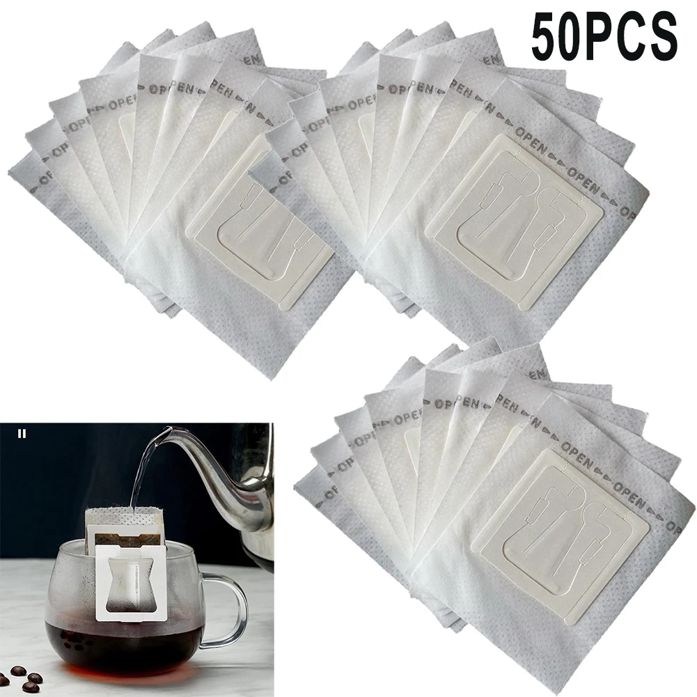 

50pcs Hanging Ear Drip Bag Filter 74x 90mm Disposable Filter For Office Home Outdoors Coffee Tea Espresso Makers Replacenent