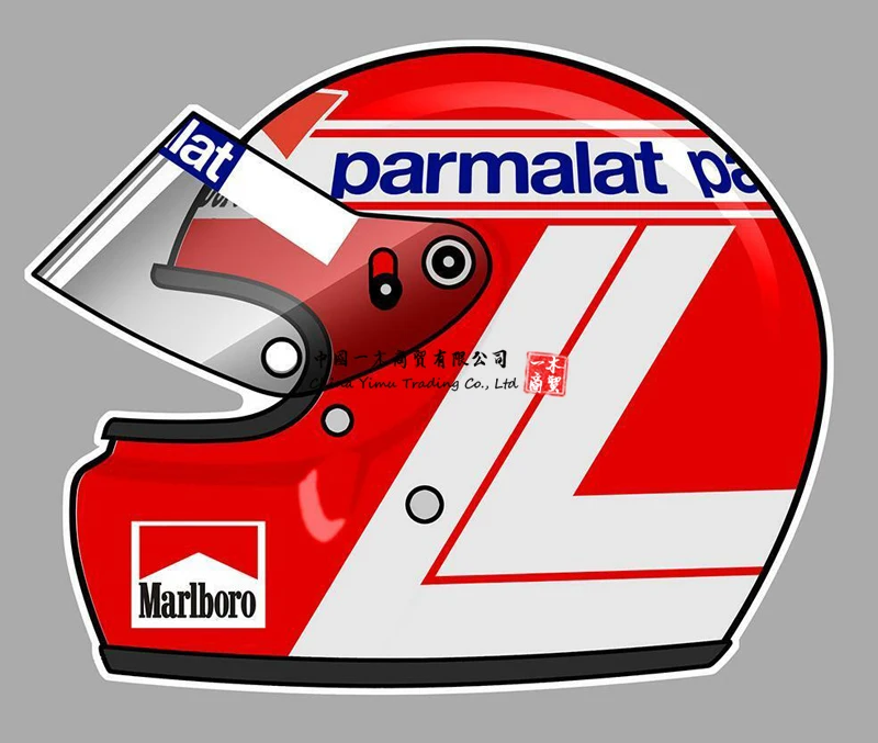 N.Lauda Casco Adesivo Sinistro Gauche Vinyle Laminé Parmalat Car