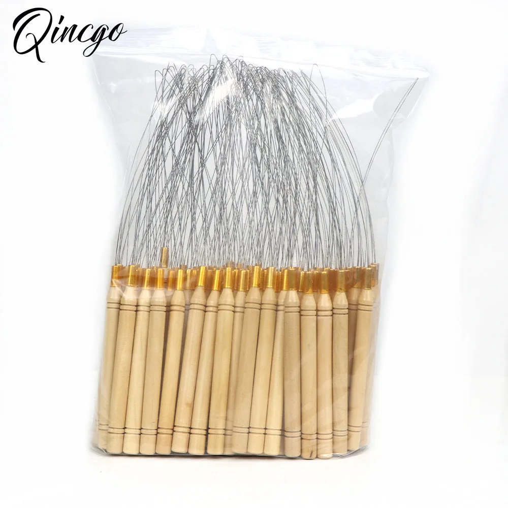 10 Pieces Hair Extension Loop Needle Threader Needle Pulling Hook Tool and Bead Device Tool Black Loop Threader for Hair Feather ring beads hair extensions tools hair extensions tools