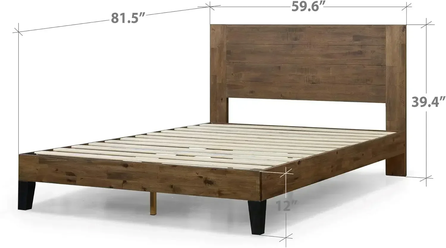 NEW-Tonja Wood Platform Bed Frame with Headboard, Mattress Foundation with Wood Slat Support, No Box Spring Needed, Easy Assembl