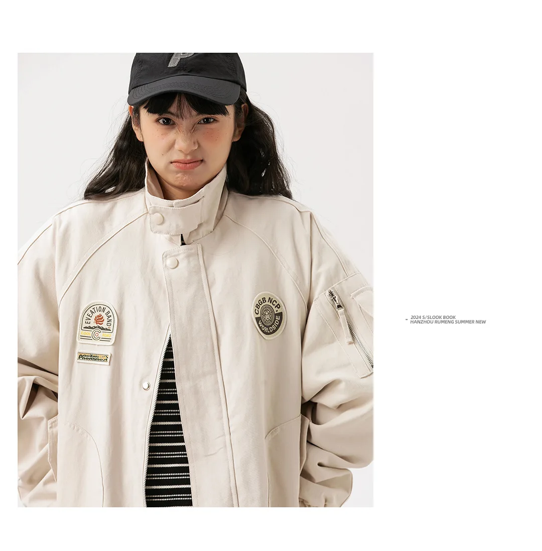 Куртка-Авиатор в американском стиле ретро с лацканами и значком ...