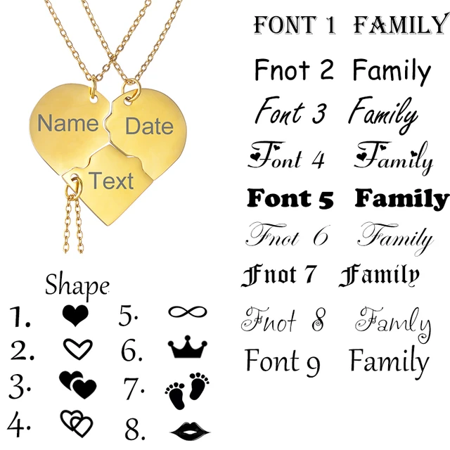 Custom/personalized Heart Locket Necklace Font 1 / Gold