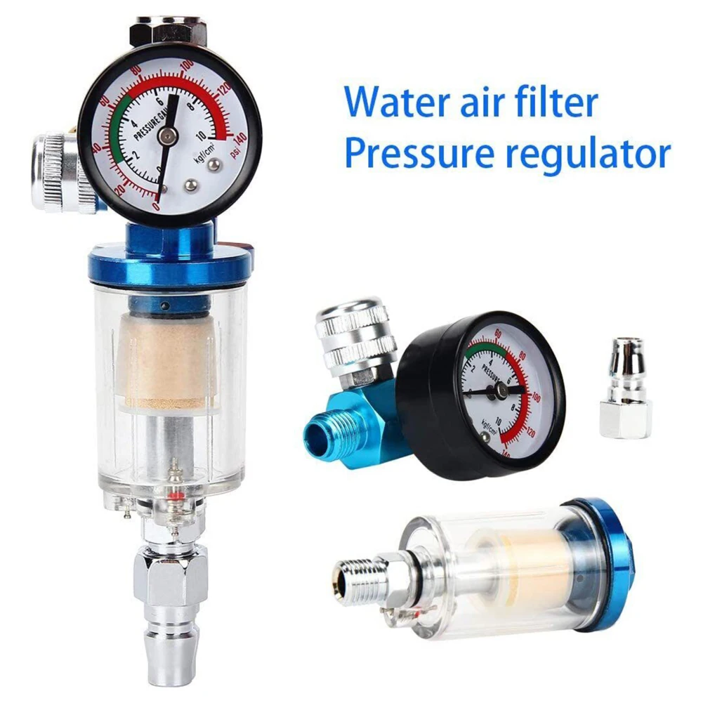 

1/4" Air Adjusting Regulator Valve With Air Regulator Gauge Oil-Water Separator Filter PF20 For Air Spray Paint Machine