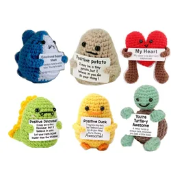 Positive Energy Potato Hug Plush: Handmade Wool Knitting Doll with Card - Funny Christmas Gift & Home Decoration (Six piece set C)