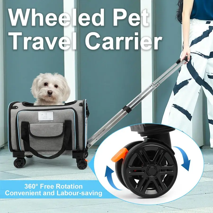 Airline-Approved Expandable Pet Carrier with Wheels – TSA-Approved Cat & Dog Travel Carrier