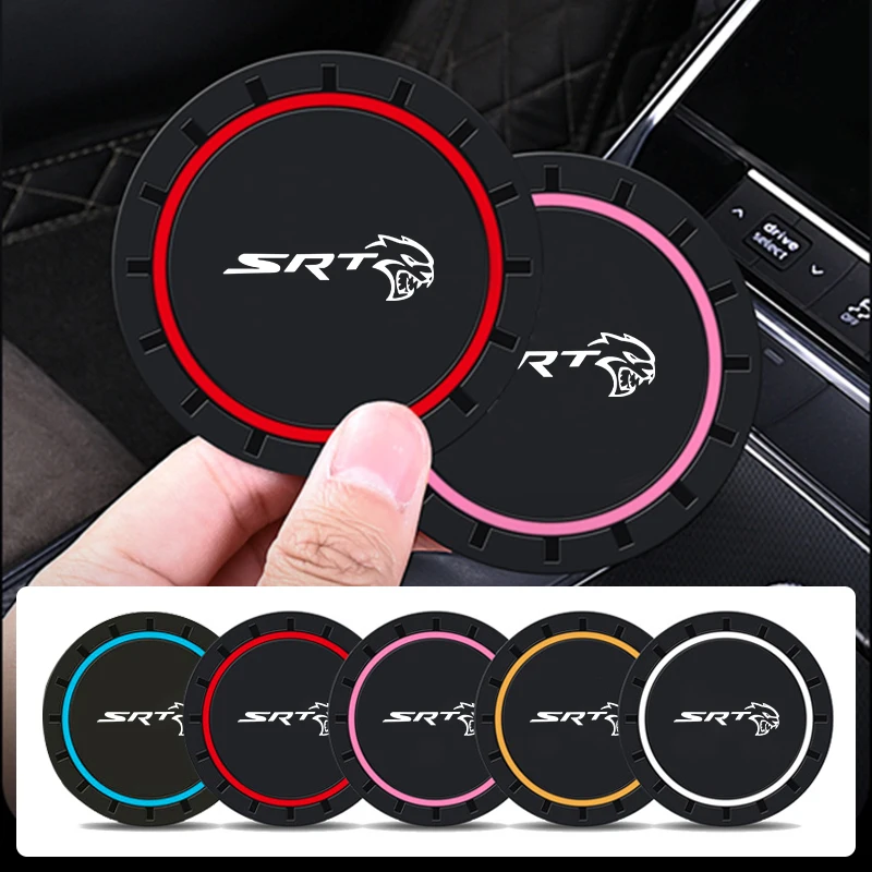 Car Coasters Water Cup Slots Non-Slip Mat Waterproof Cup Pad Dodge SRT Ram Journey Charger Challenger Caliber Durango 2PCS cup holder coasters car coaster pads