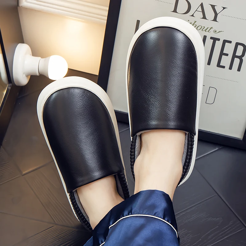 

Home real cotton slippers winter bag heel indoor non-slip platform couple home warm confinement shoes 4666