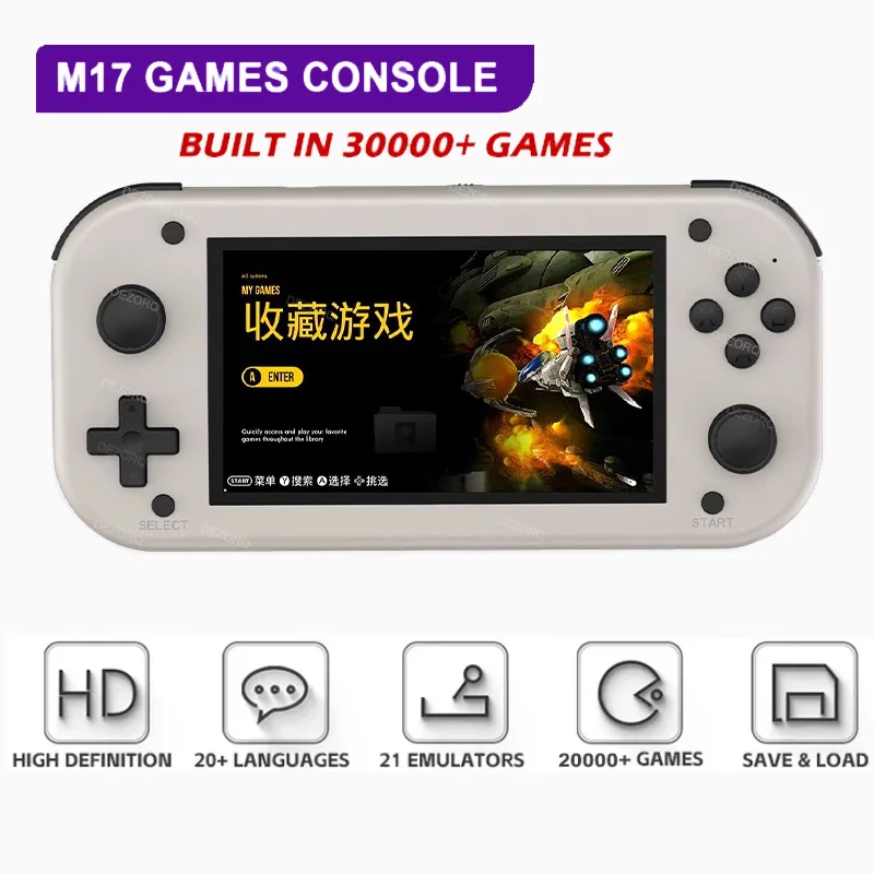 

M17 handheld Video Game Console 64G 128G Retro Games 4.3'' IPS Screen Open Source Linux System Portable Pocket Gaming Player