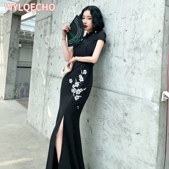 2024 Ao Dai Dress Vietnam abito tradizionale abito a sirena con spacco alto Qipao Cheongsam abbigliamento Vintage Ao Dai Qipao 1