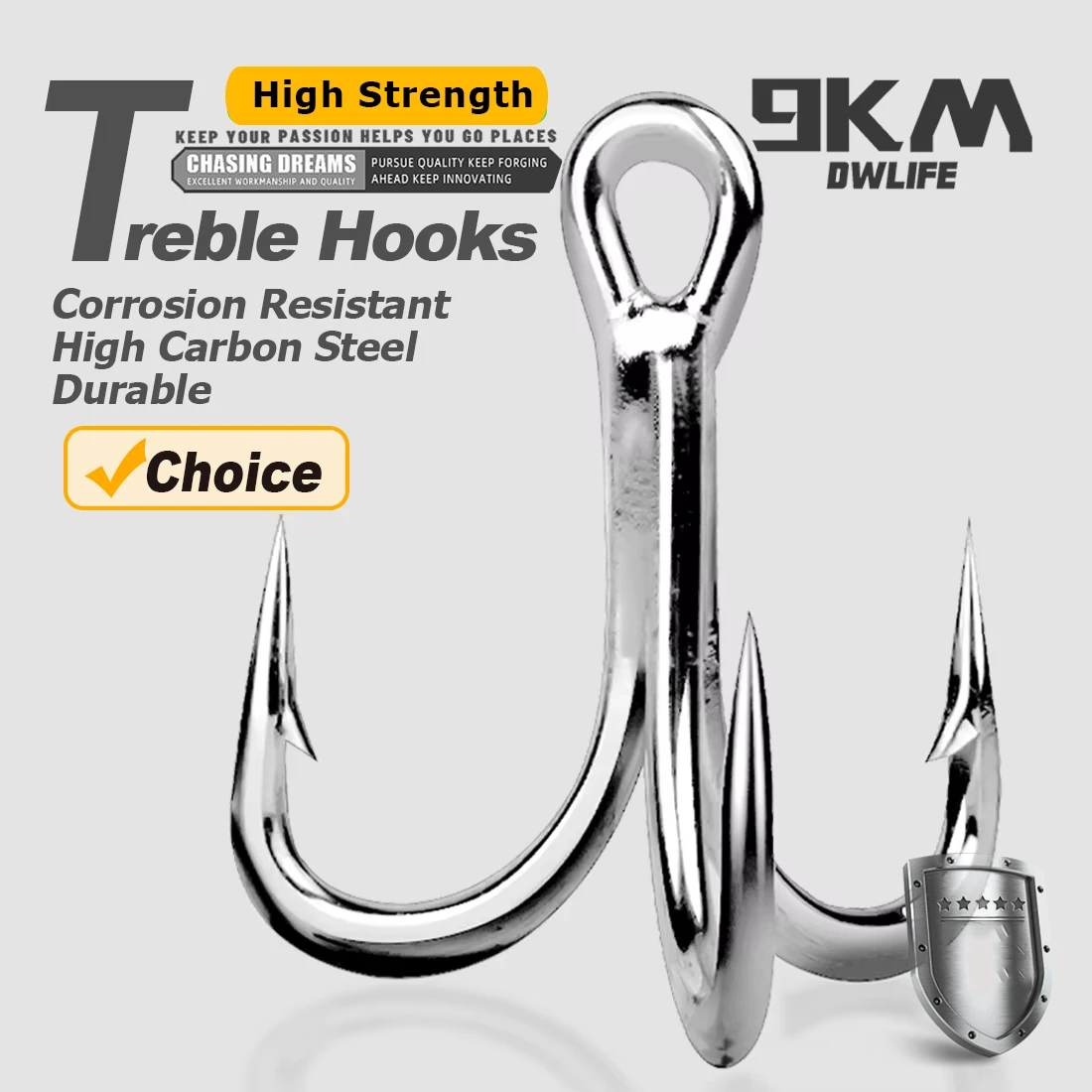 9KM 10Pcs Angeln Drillinge Salzwasser 4X Starke Triple Haken High Carbon Stahl Korrosion Beständig