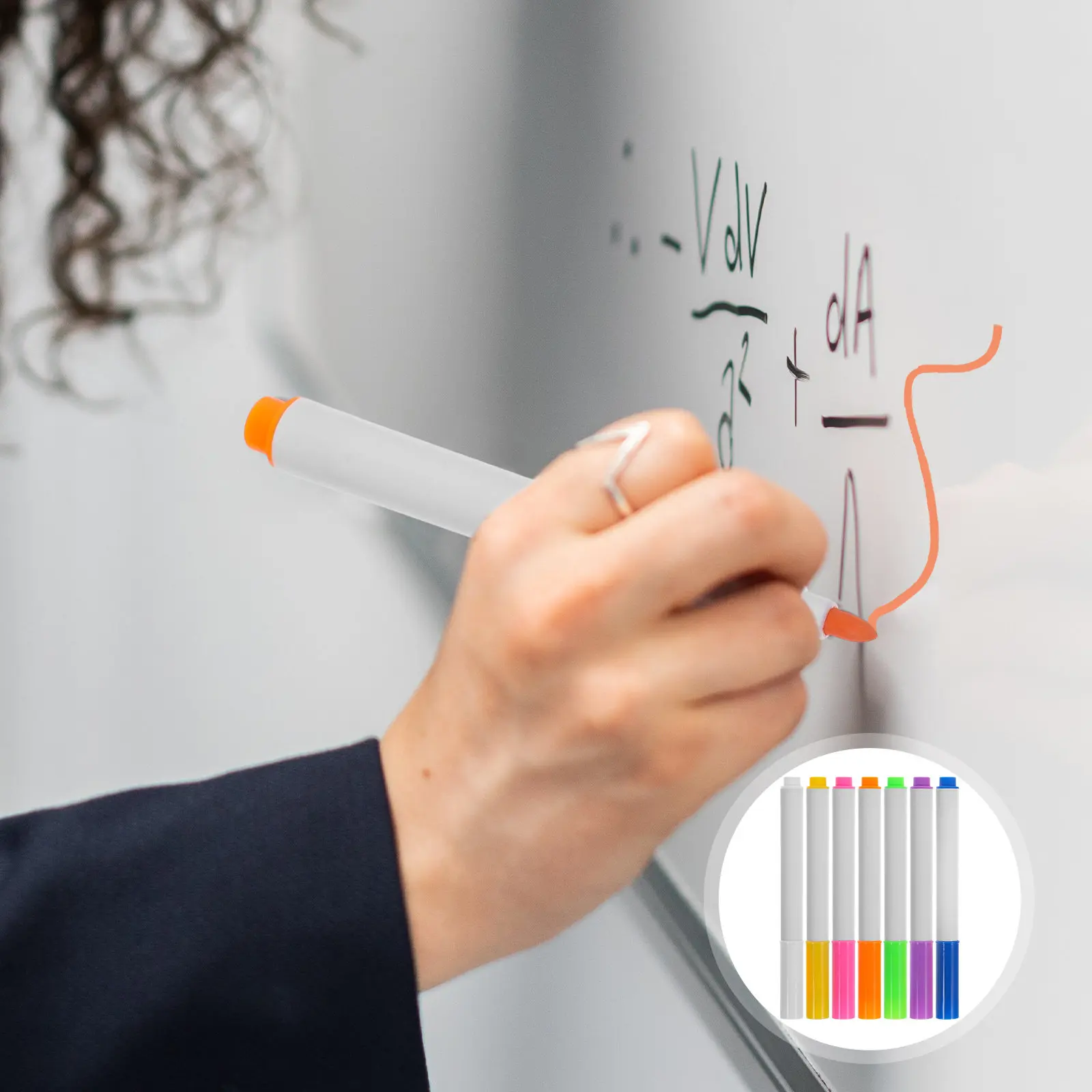 7Pcs 드라이 지우기 마커 파인 팁 화이트보드 펜 컴포트 그립 사무실 학교용 인체공학적 디자인 창의적 글쓰기 드로잉 목록