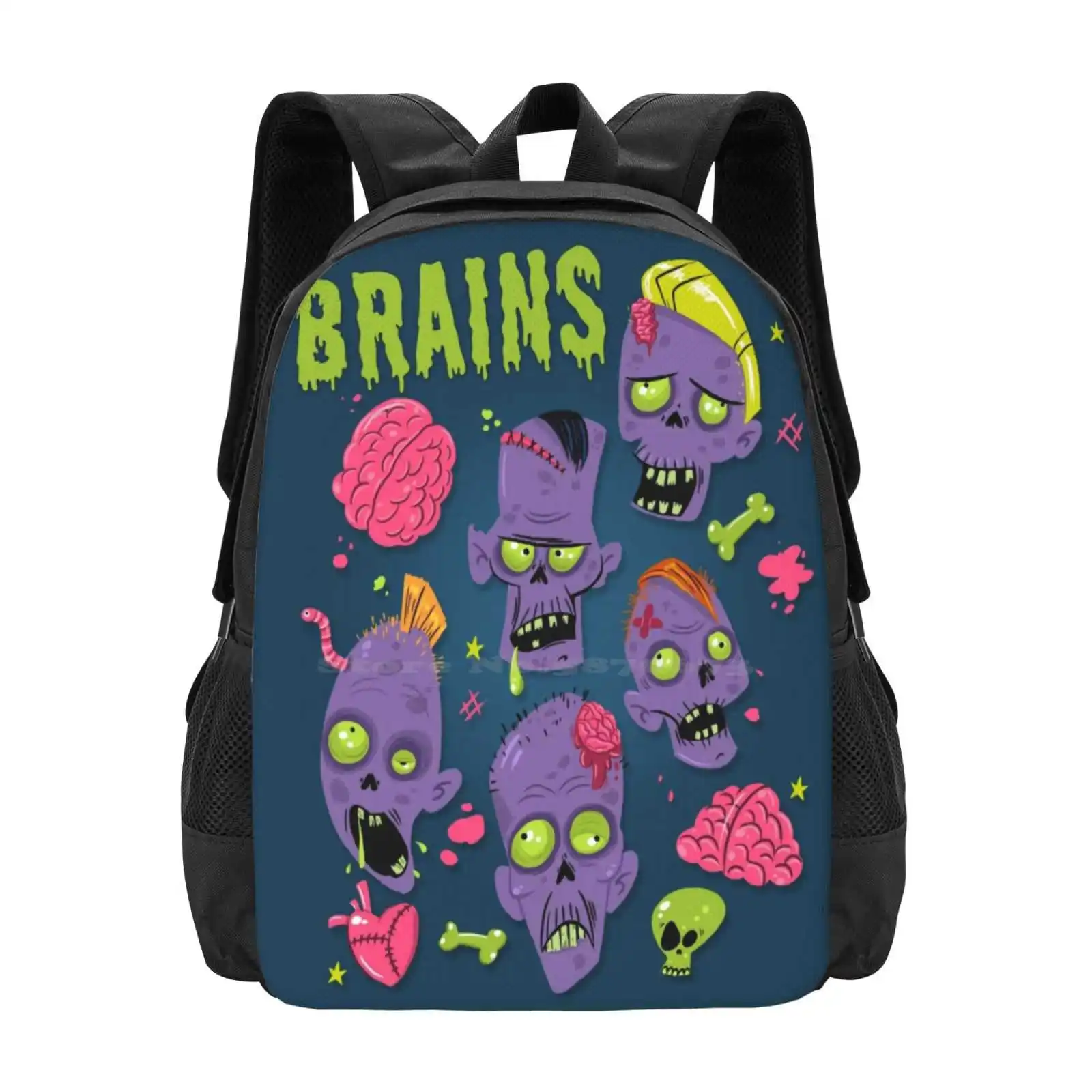 

Brains Pattern Design Bagpack School Bags Zombie Brains Halloween