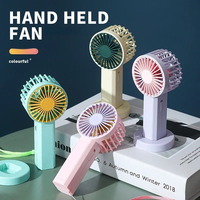 

New Mini Handheld Electric Fan Vibrant Color Matching Silent Simple Operation Student Desktop USB Rechargeable Portable Fan