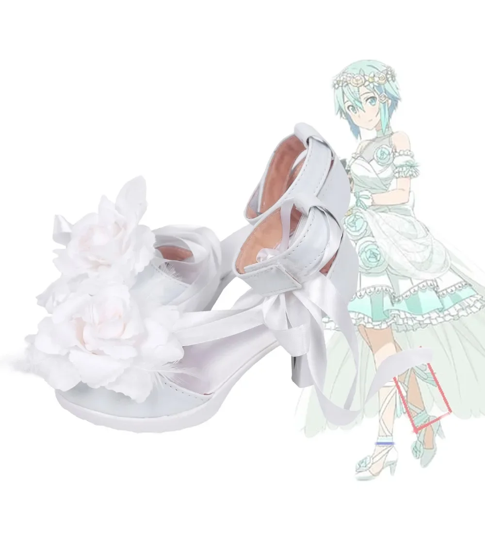 

Sword Art Online Asada Shino Wedding Cosplay Shoes Boots White Custom Made