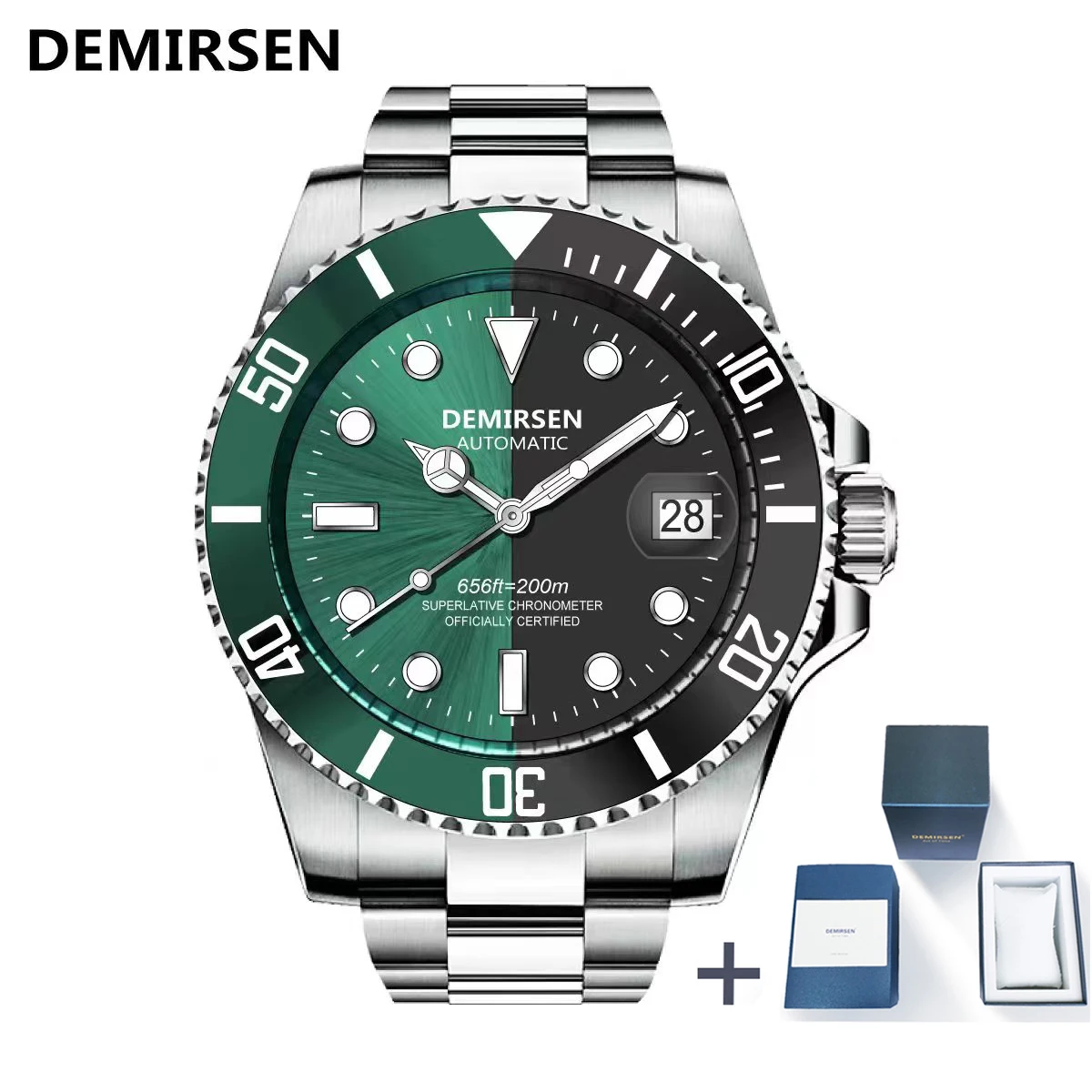 Demirsen Marca de Luxo Mergulho Militar Esporte Relógios Movimento Gaivota Mecânico Automático à Prova Dwristver Água Data Reloj - Image 6
