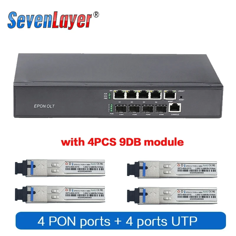 HIOSO EPON OLT 4PON Ports FTTH CATV GEPON OLT Fiber Optic High Quality 1.25G pr