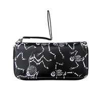 Wallet Color Rose Skull Long Wallet, Retro Skull Print Women's Clutch, Zipper Position Randomly 2