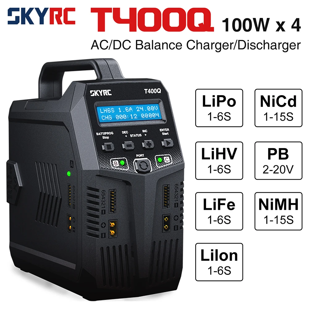 SKYRC T200 T400 T100 AC/DC Lipo Battery Dual Balance Charger Discharger for Traxass Airsoft Drone RC Battery Charger Fast Charge image_2