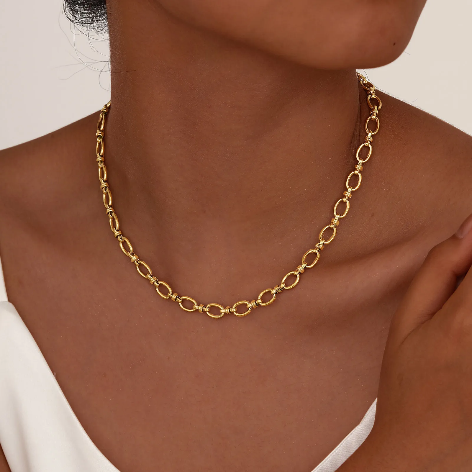 Edelstahl Schmuck Kette Halskette für Frauen Retro Street Trend Hochzeit Geburtstag Party Mutter Freundin Valentinstag Geschenk – Detail 6