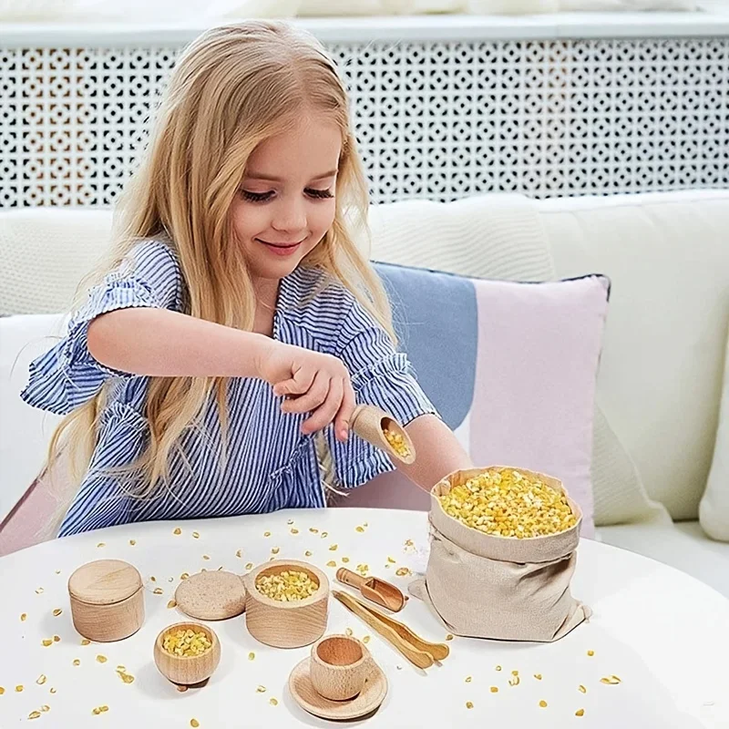 1Set Simulated Kitchen Tea Sets, Home Experience Toys, Wooden Toys, Playhouse Toys, Christmas Gifts, Birthday Gifts