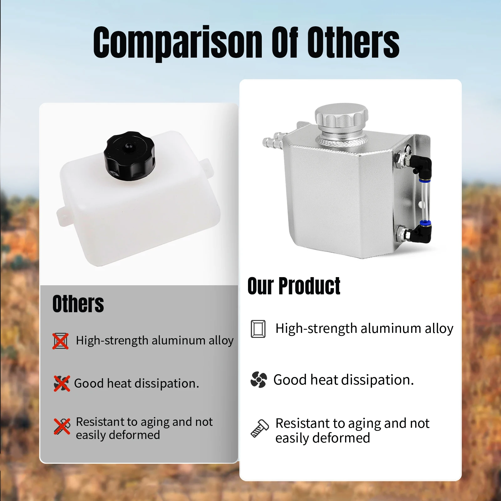 Universal 1L Aluminum Silver Black Oil Catch Can Reservoir Tank With Drain Plug Breather Oil Tank Fuel