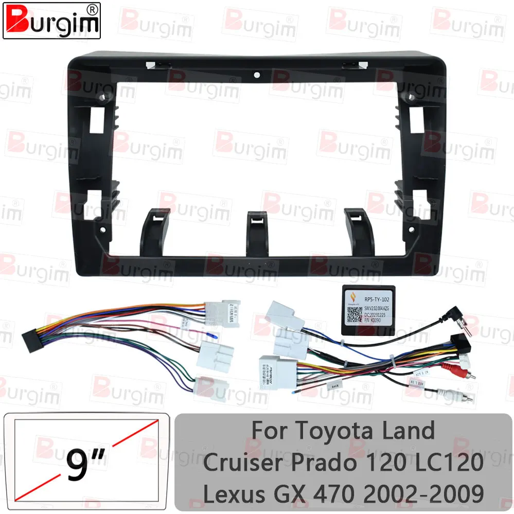 Kit Fascia Doppio Din UGAR Per Toyota Land Cruiser Prado 120 & Lexus GX 470 (2002-2009) - Montaggio Autoradio