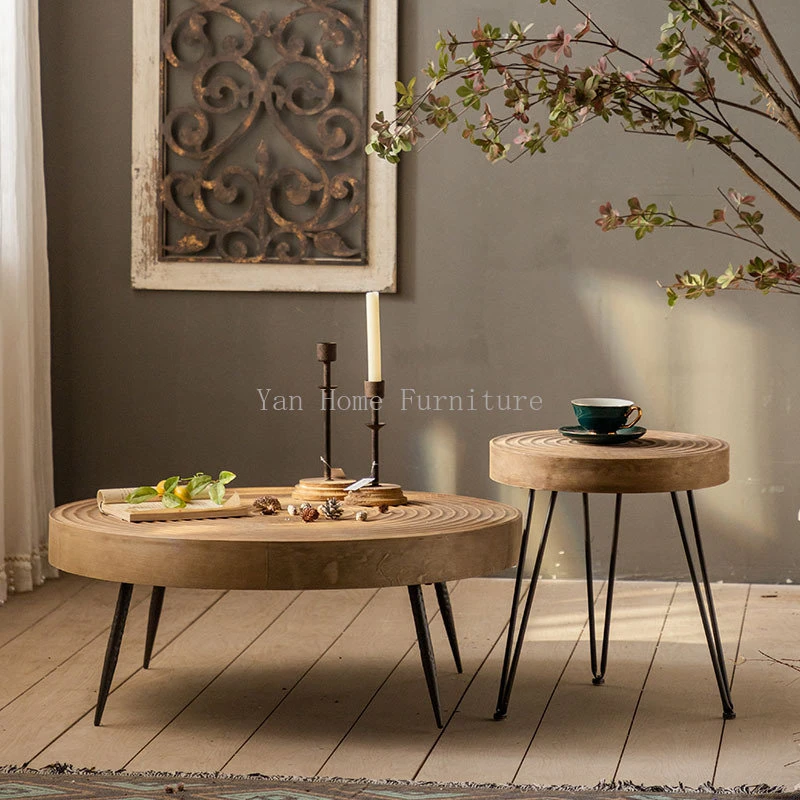 木製無垢材◾️花梨材 ラウンドスツール/ サイドテーブル