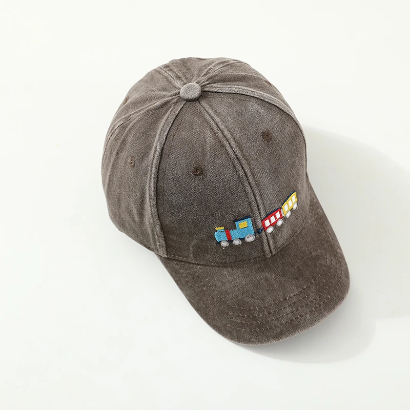 2025 Summer Sports Hats School Baby Boy Baseball Embroidered Cartoon Trains Children Outdoor Kids Caps for 2-8Years Adjustable