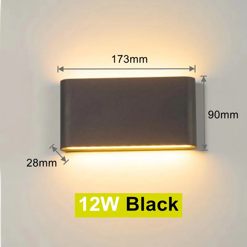 Modern Waterproof outdoor 6W 12W LED wall lamp Aluminum UP and Down Wall Light White/Black Wall Lamp Decoration Light AC85-265V wall lights for living room