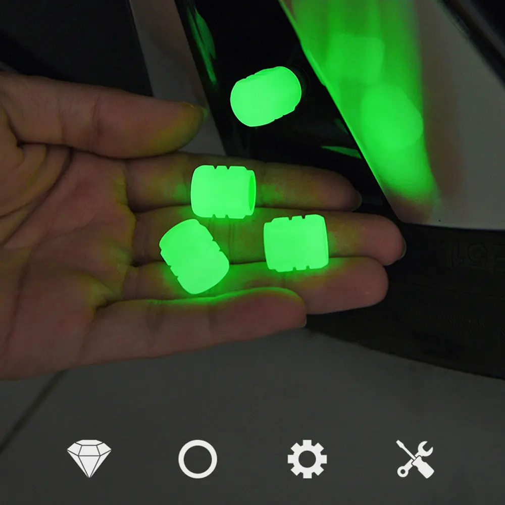 

4 Pack Luminous Stem Caps Tire Valves Caps,Universal Handmade Rhinestones Stem Cover Illuminated Valves Nozzles Car Accessories